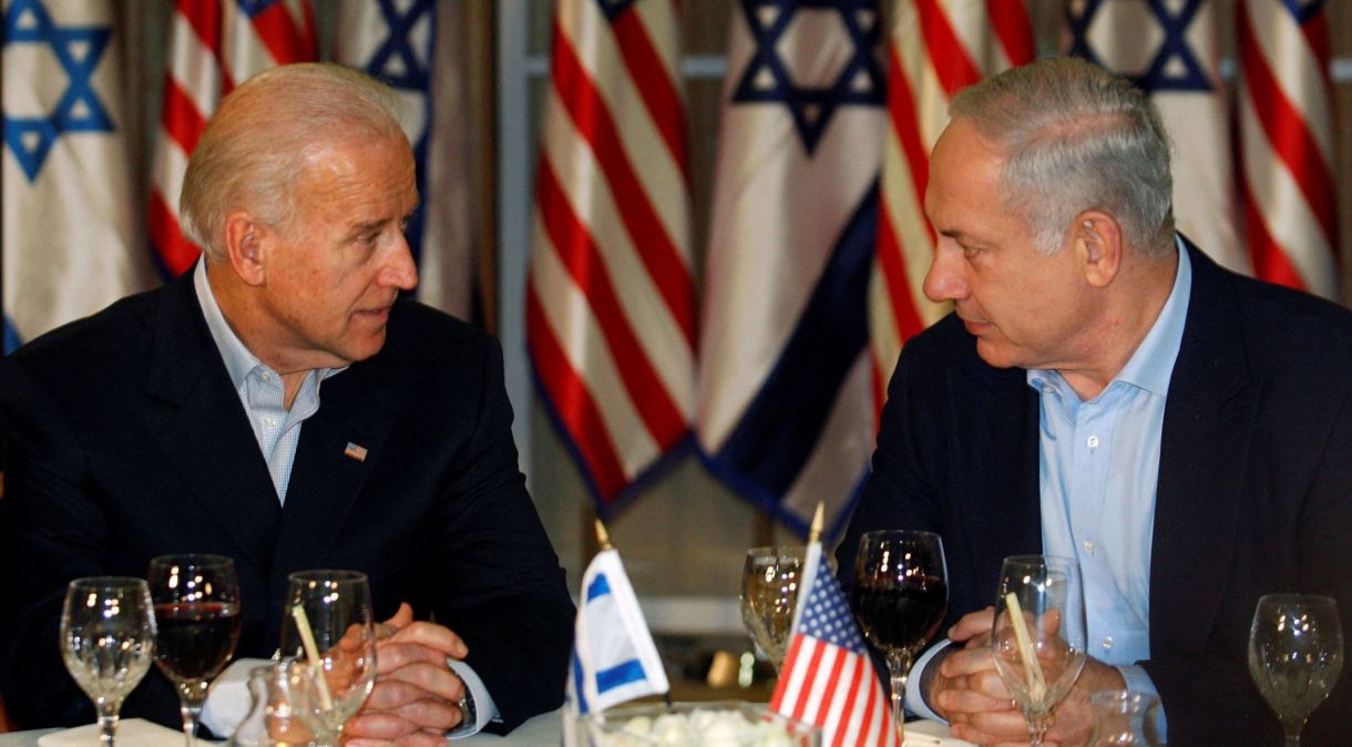 Joe Biden e Benjamin Netanyahu em Jerusalém