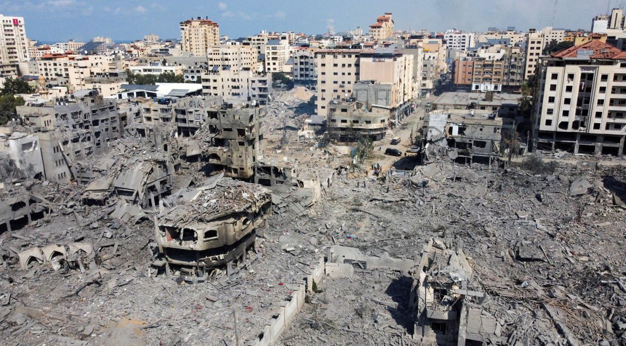 Destruição em Gaza provocada por ataques israelenses