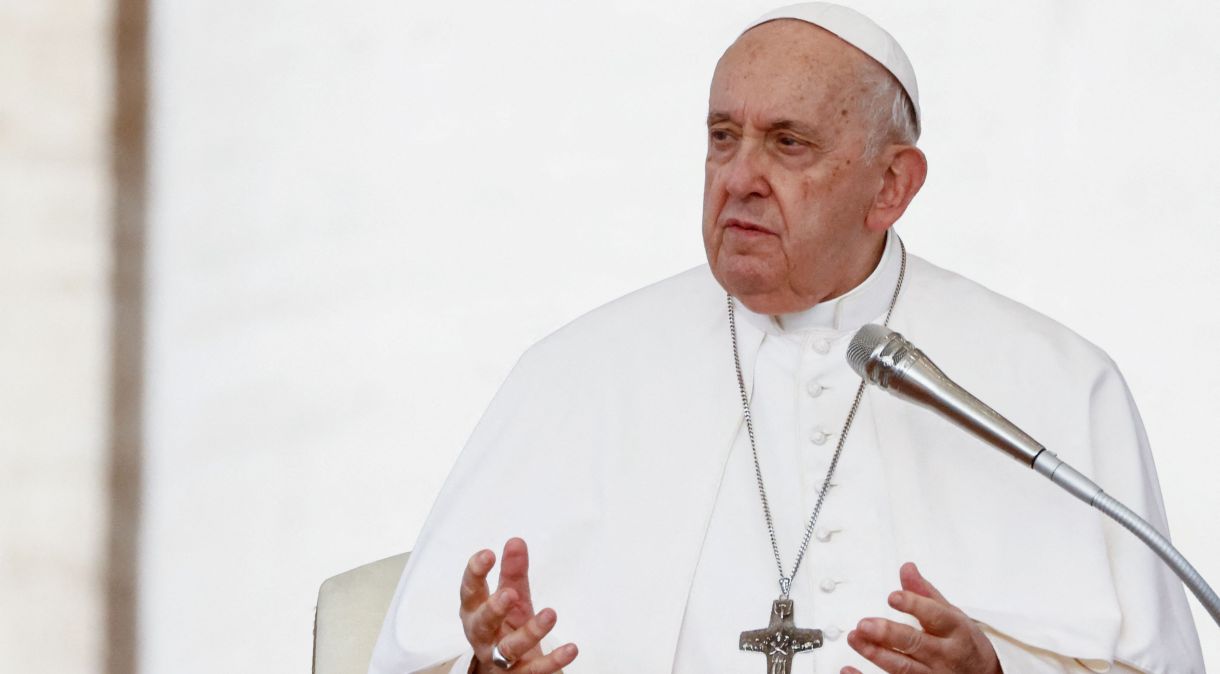 Papa Francisco durante audiência na Praça de São Pedro, no Vaticano