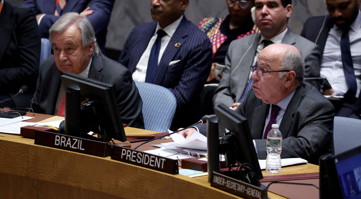 Mauro Vieira, ministro das Relações Exteriores, em reunião do Conselho de Segurança da ONU