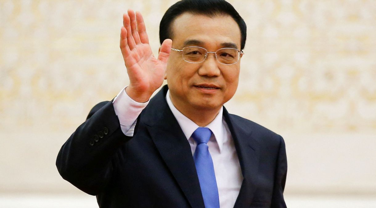 Li Keqiang chega para entrevista coletiva em Pequim em 2017