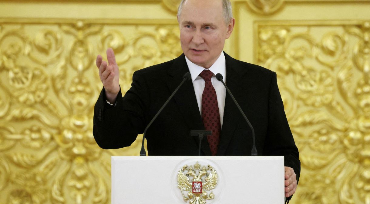 Presidente da Rússia, Vladimir Putin, durante cerimônia no Kremlin