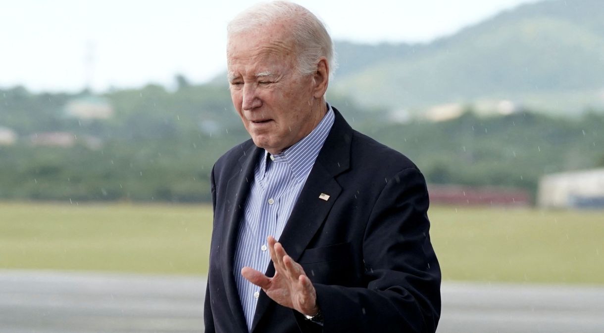 Presidente dos EUA Joe Biden no aeroporto Henry E. Rohlsen em St. Croix