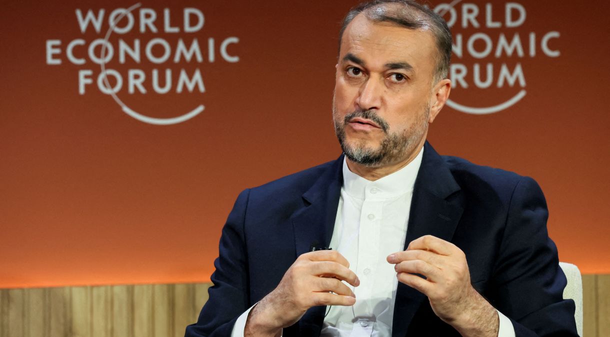 Ministro das Relações Exteriores do Irã, Hossein Amir-Abdollahian, durante Fórum Econômico Mundial em Davos, na Suíça
