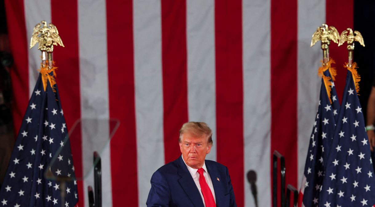 Donald Trump durante evento de campanha em Waukesha