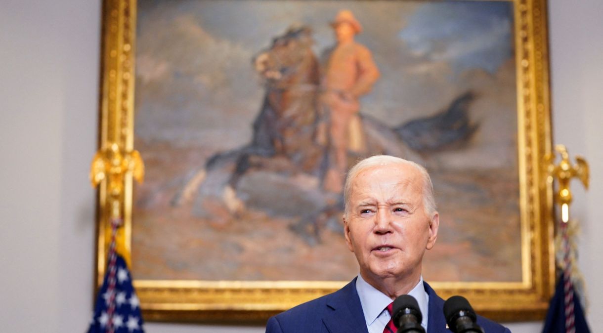 Presidente dos EUA, Joe Biden, fala sobre protestos de estudantes, durante briefing na Casa Branca