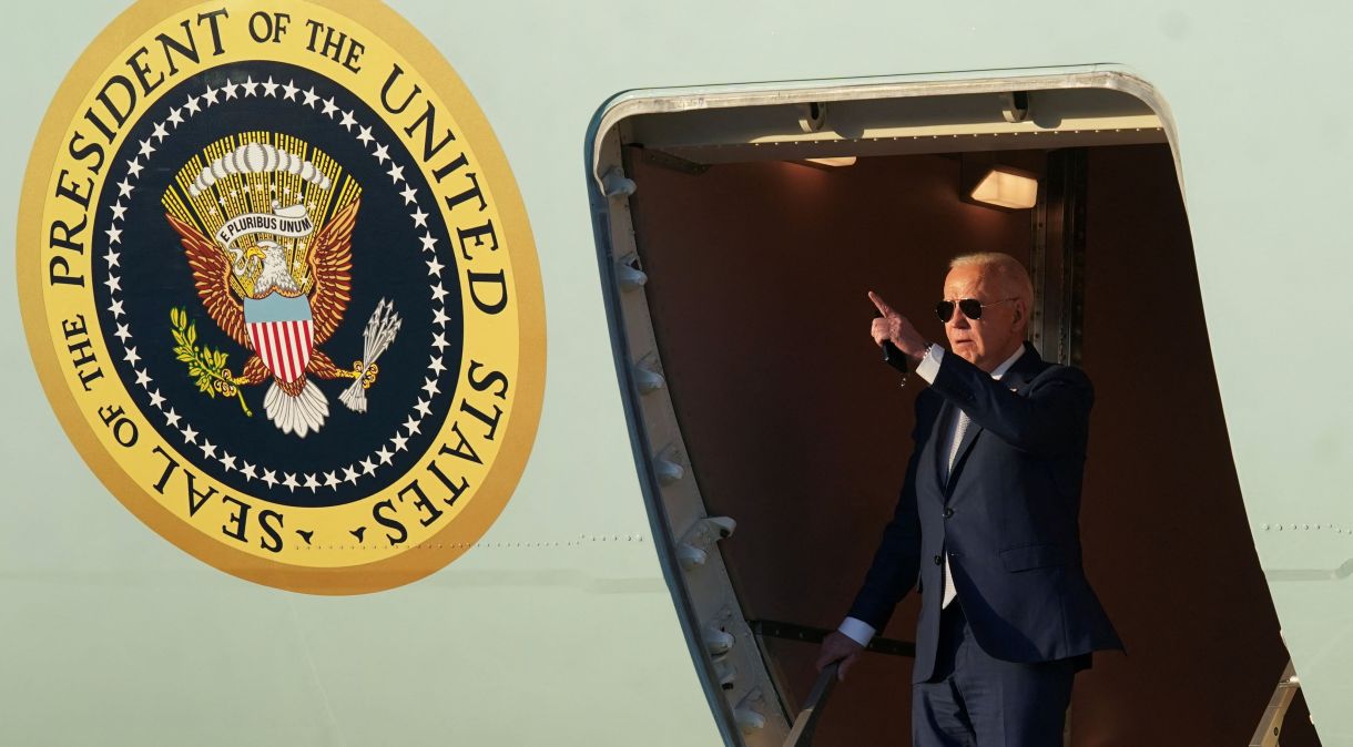 O presidente dos EUA, Joe Biden, em sua chegada em Mountain View, Califórnia, EUA