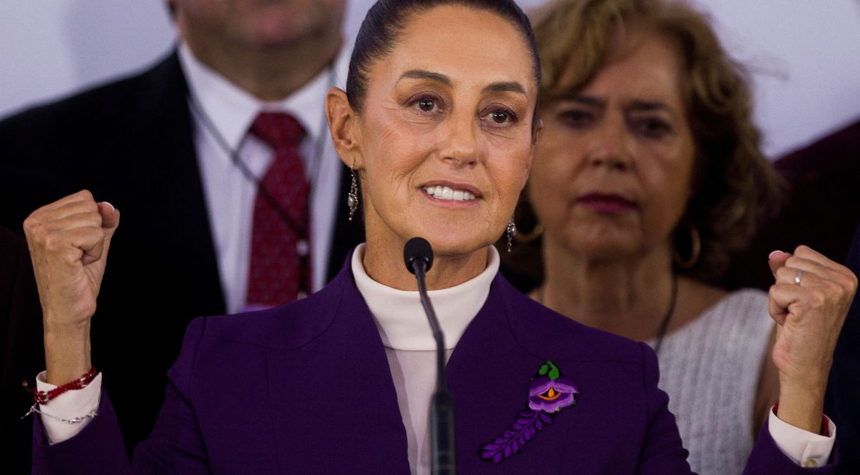 Candidata presidencial do partido governista mexicano Morena, Claudia Sheinbaum, em último debate antes das eleições, na Cidade do México