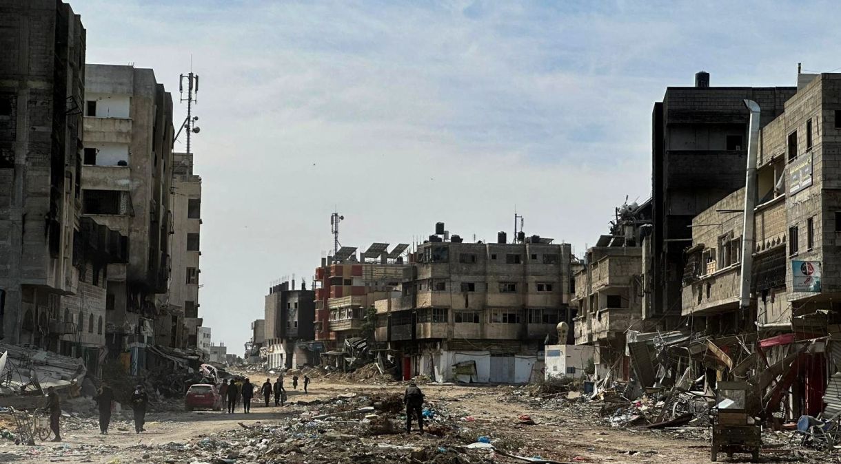 Casas destruídas na Faixa de Gaza