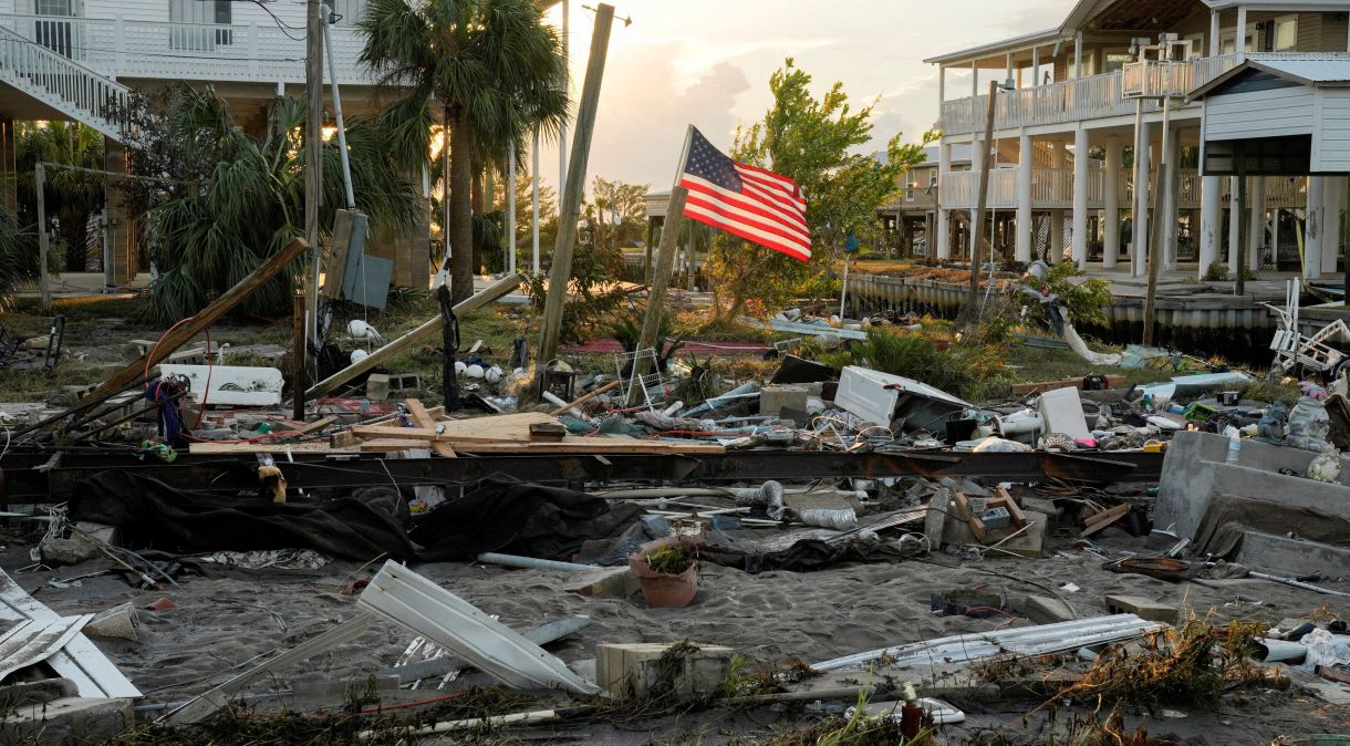 Área atingida pelo furacão Idalia na Flórida