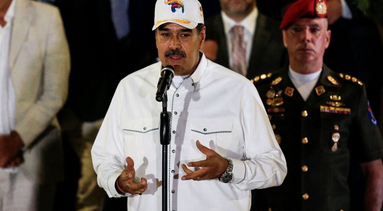 Presidente da Venezuela, Nicolás Maduro, no Palácio Miraflores em Caracas